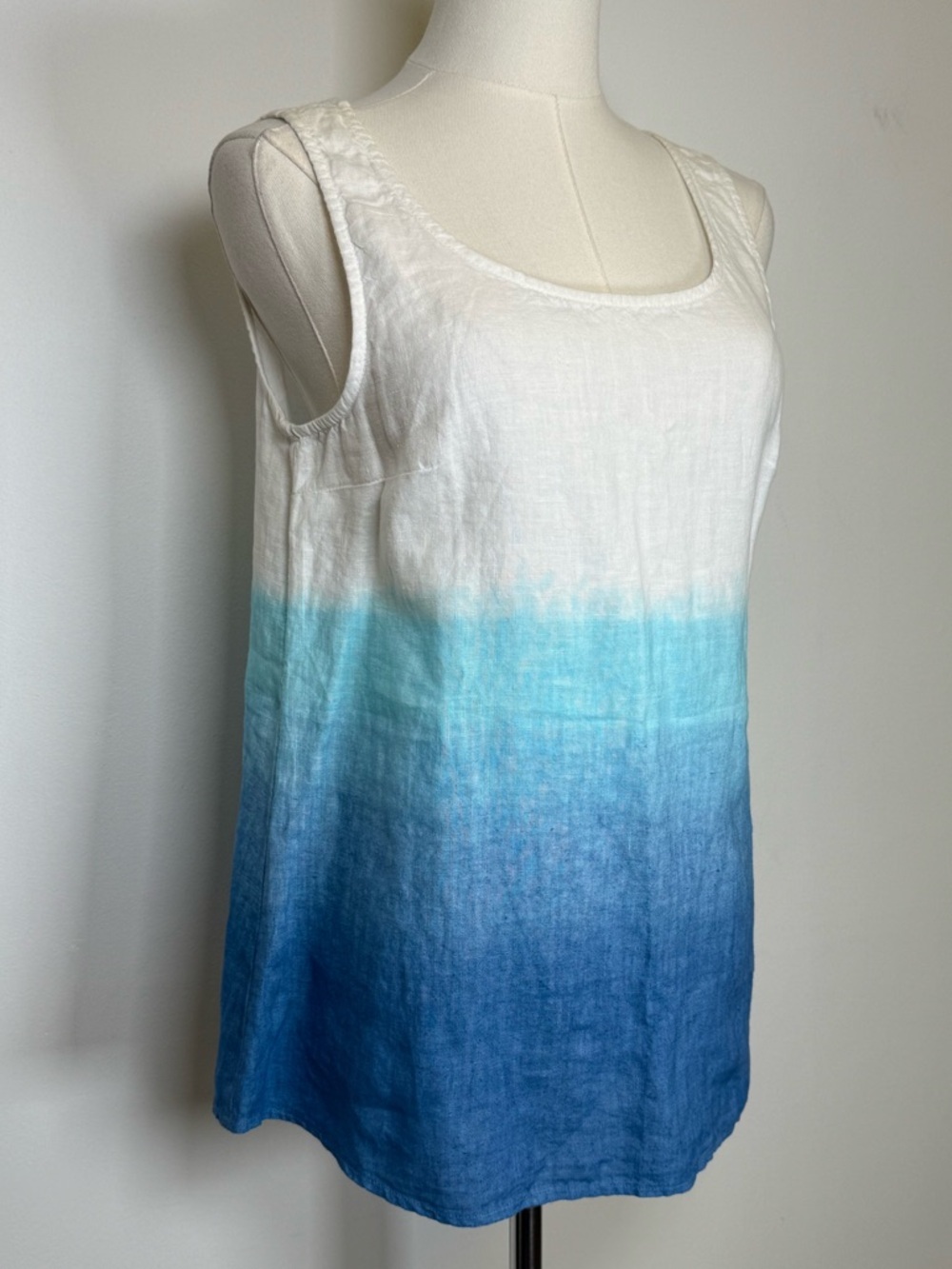 Grand Greece 100% Linen Sleeveless A-line Top Ombré Blue Women’s Medium NWOT - Picture 7 of 8
